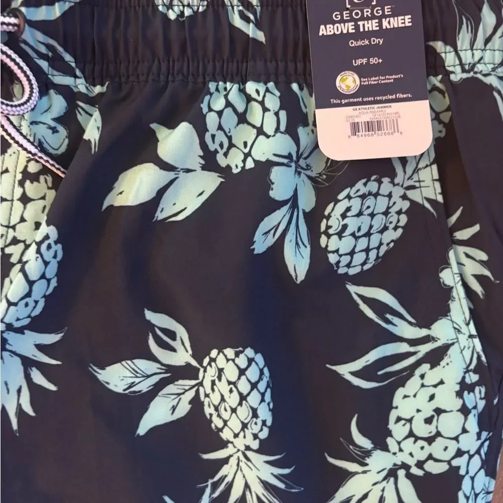 Men's Blue Floral Swim Shorts/Swim Trunks Sz XL